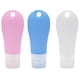 thumbnail image 5 of Juego de 3 botellas de viaje portátiles, dispensadores de jabón de silicona, recipientes para loción de encimera de 90 ml (rosa, azul y blanco), 5 of 5