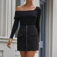 thumbnail image 4 of Fesfesfes Women Skirt Solid Color Zip Skirt Corduroy Short A-line Skirt Plus Size Clearance $10, 4 of 8