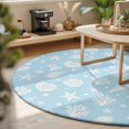 thumbnail image 3 of Round Rugs 3Ft, Light Blue Coastal Round Area Rug Washable Indoor Throw Carpet, Nautical Starfish Coral Shell Summer Ocean Small Non Slip Circle Rug for Bedroom Living Room Home Decor Aesthetic, 3 of 8