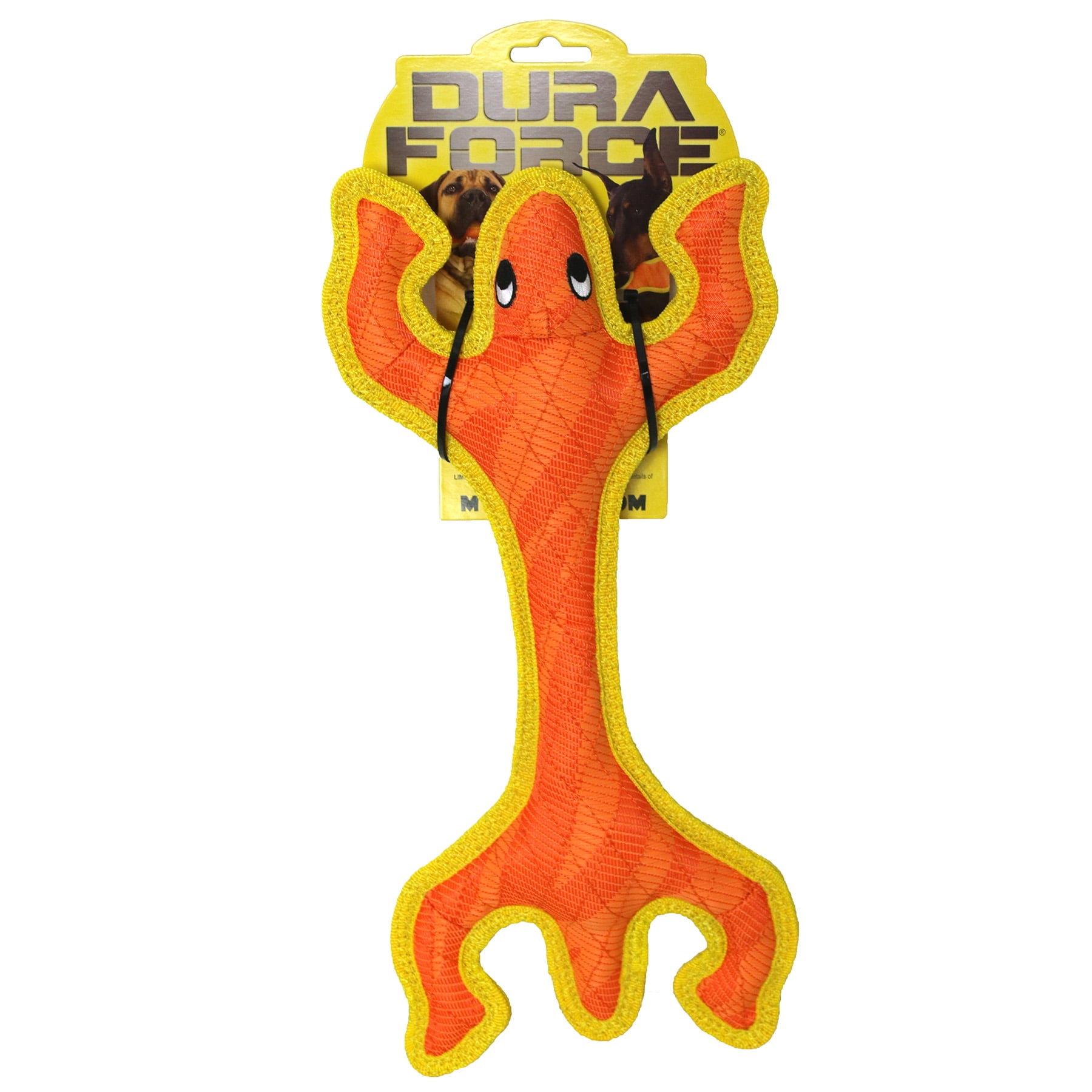 DuraForce Lizard Tiger Orange-Yellow, 2-Pack, Durable Woven Mesh Fiber Squeaky Dog Toy