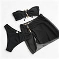 thumbnail image 2 of PWPSG Metal Accent Bandeau Bikini Three Piece Swimsuit with Matching Sheer Skirt Cover Up Black M, 2 of 8