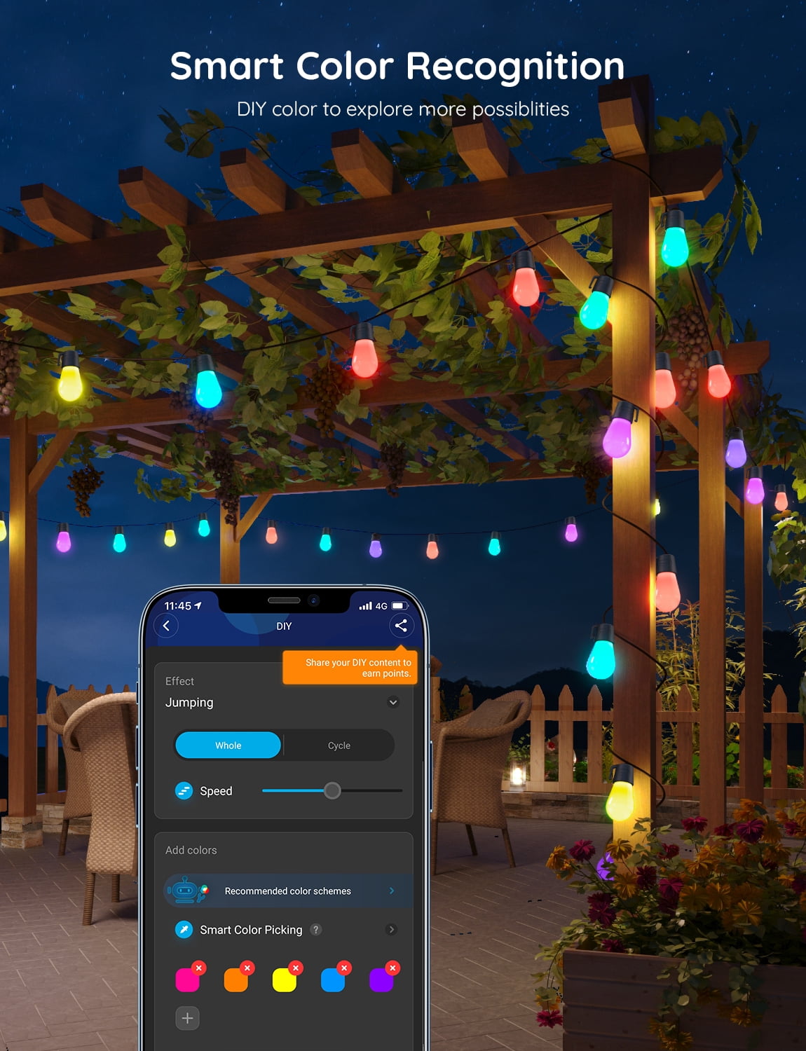 Govee 48-ft Plug-in Multicolor Indoor/Outdoor String Light with 15 Color  Changing-Light LED Edison Bulbs Bluetooth Compatibility Wi-fi Compatibility  in the String Lights department at