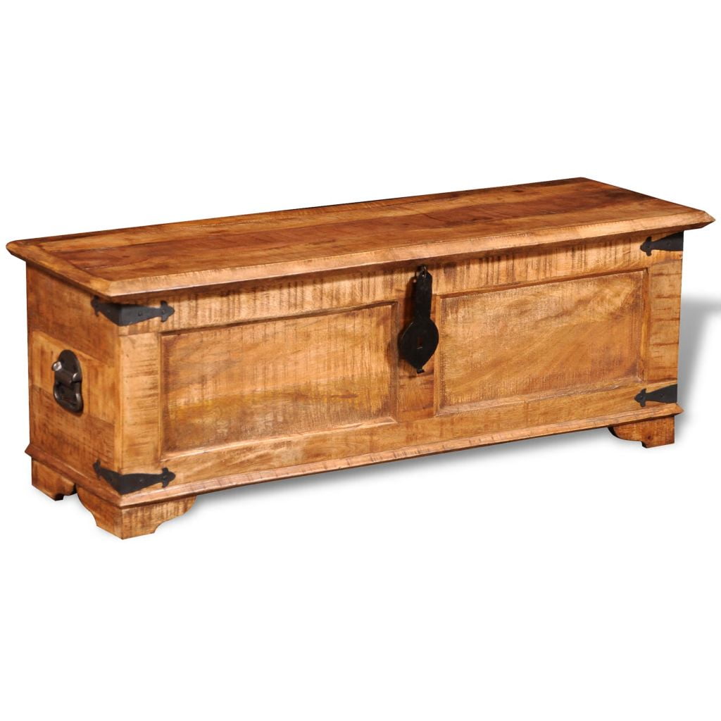 Kepooman Rustic Solid Mango Wood Storage Chest for Living Room, Brown Kepooman Rustic Solid Mango Wood Storage Chest for Living Room, Brown