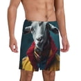 thumbnail image 2 of Balery Surrealist Goat Pantalones cortos de pijama de punto de algodón para hombre con cinturilla y bolsillos-X-Large, 2 of 6