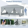 thumbnail image 3 of Gymax 10 X 20 FT Pop up Canopy Tent w/ 6 Sidewalls Wheeled Bag 6 Sandbags 10 Stakes Gray, 3 of 10