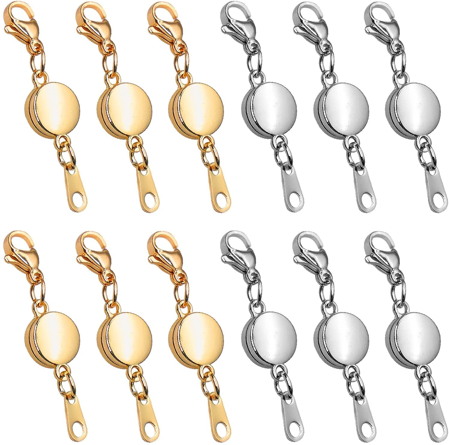 6PCS Locking Magnetic Clasps for Necklace Gold and Silver Plated Tube Lock Connectors for Bracelet Jewelry 4 PCS - BO 