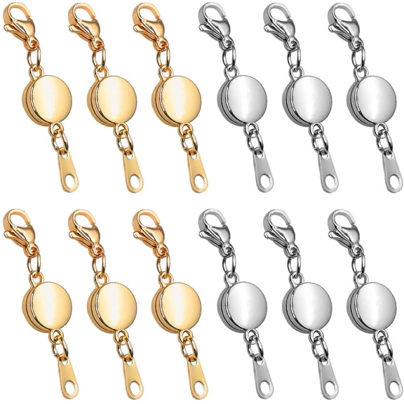 DEELLEEO 12 Pcs Locking Magnetic Jewelry Clasps for Women,Gold & Sliver Necklaces Chains Bracelets Clasp and Closures Extender with Lobster Claw Clip Converter for Jewelry Making Crafts Lanyards DIY