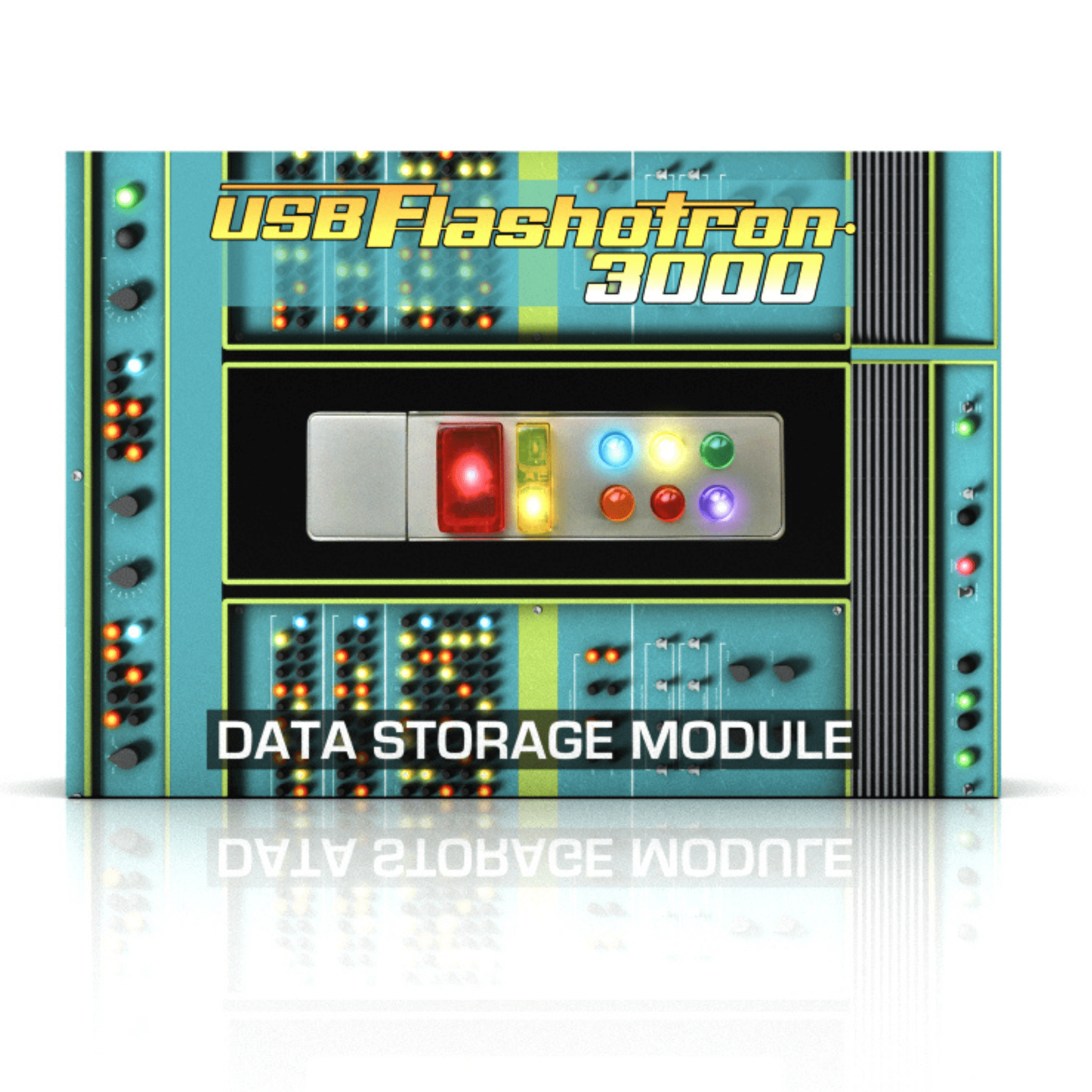 USB Flash Drive 64 GB RAM Memory Stick, Shiny Flashing LED and SciFi