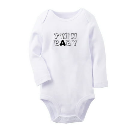 

Twin Baby Novelty Rompers Newborn Baby Unisex Bodysuits Infant Jumpsuits Toddler 0-12 Months Kids Long Sleeves Oufits (White 6-12 Months)