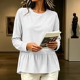 thumbnail image 3 of Lmnyox Women's Sweatshirts Crew Neck Solid Color Peplum Long Sleeve Pullover Fall Fashion Sweatshirts, 3 of 6