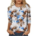 thumbnail image 2 of PEONAVET 3/5035 Length Sleeve Womens Tops, Women's Fashion Tees Casual Crewneck 3/4 Sleeve Loose T Shirt Ladies Blouses Shirts, 2 of 5