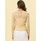 thumbnail image 3 of Cárdigan corto con lazo Allegra K Top transparente de encaje floral Beige S, 3 of 5