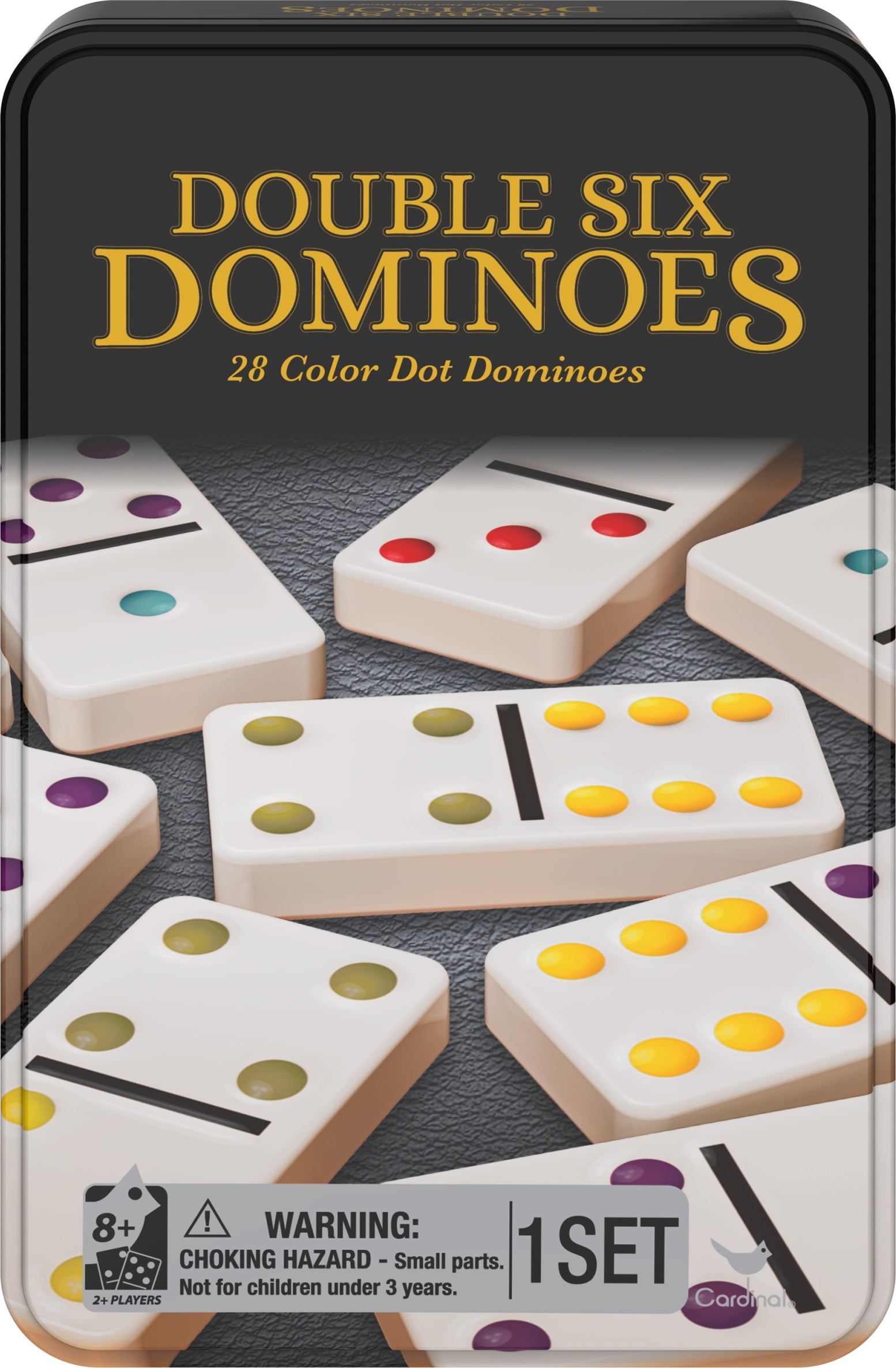 DOUBLE SIX Color Dot DOMINOES SET 28 Piece Game BONES portable TRAVEL SIZED new 