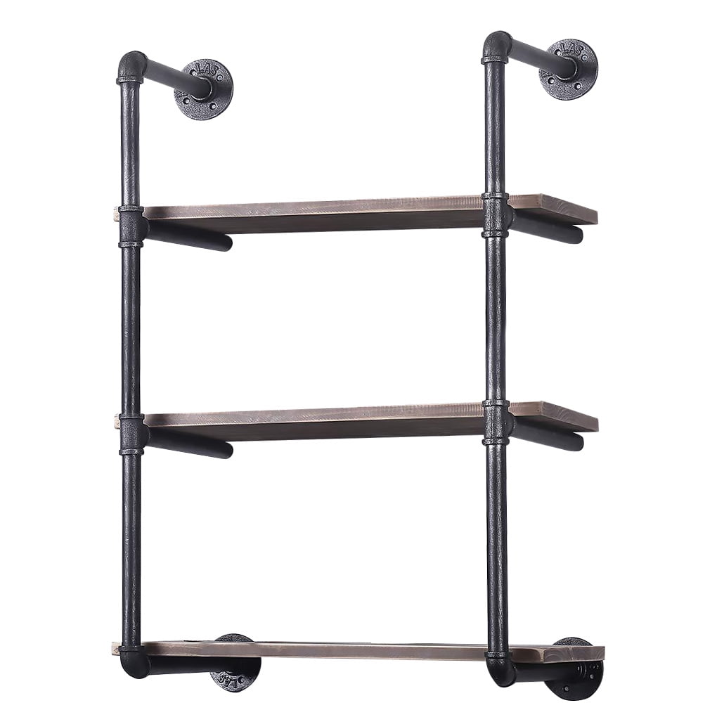 Wallmounted Vintage Black Book Shelf Industrial Pipe Shelving Hanging