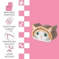 thumbnail image 4 of THE LICKER STORE Opal 19" Modern Cardboard Happy Cat Head 2-in-1 Cat Cave Scratcher with Built-In Bell Toys and Catnip, Orange/Blue, CSR1000C, 4 of 9