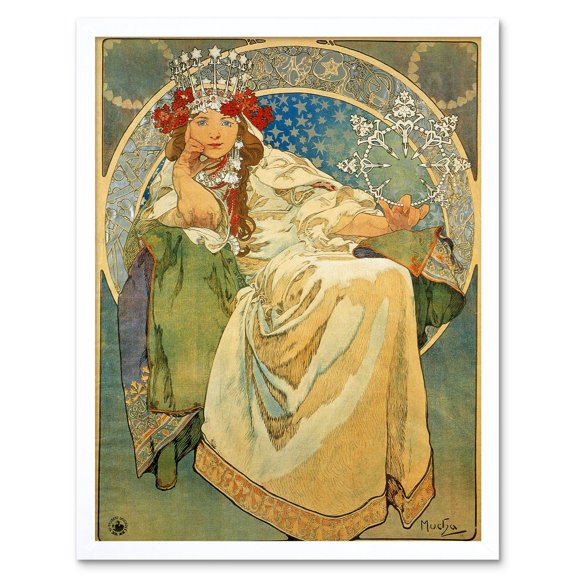 Old Master Alphonse Mucha Painting Princess Hyacinth 1911 Poster Colourful Art Nouveau Art Print Framed Poster Wall Decor 12x16 inch