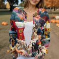 thumbnail image 6 of WTOBBY Women's Fashion Printed Long Sleeve Knitted Cardigan Button Down Jacket, Christmas Themed Soft and Warm Cardigan for Casual and Holiday Wear,Dark Blue 3XL, 6 of 7