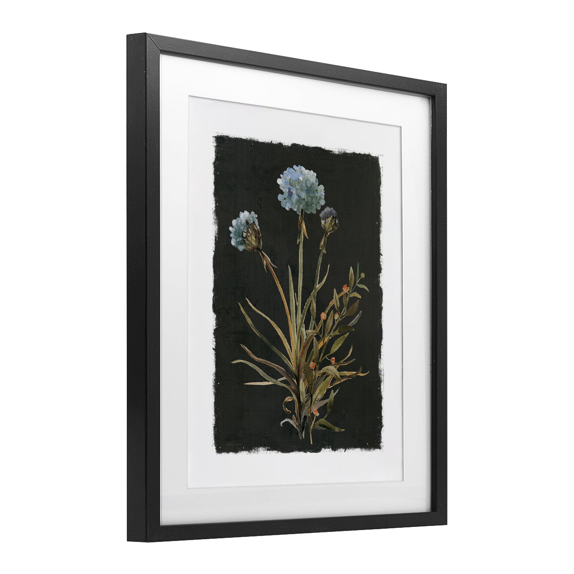 Stupell Industries Cerulean Bloom on Dark Green Black Framed Print Under Glass, design by Carol Robinson
