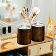 thumbnail image 3 of Yayeee 4 Pack Qtip Holder Bathroom Cotton Swab Canister with Lid Clear Dispenser Set, Wood Grain, 3 of 6