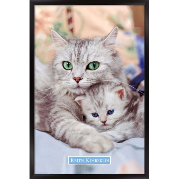 Keith Kimberlin - Momma and Kitten Wall Poster, 14.725" x 22.375", Framed