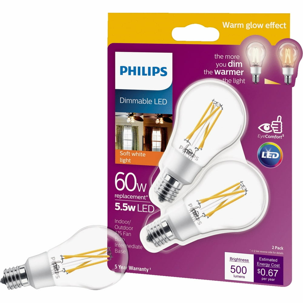 Philips Warm Glow A15 E17 Base LED Light Bulb