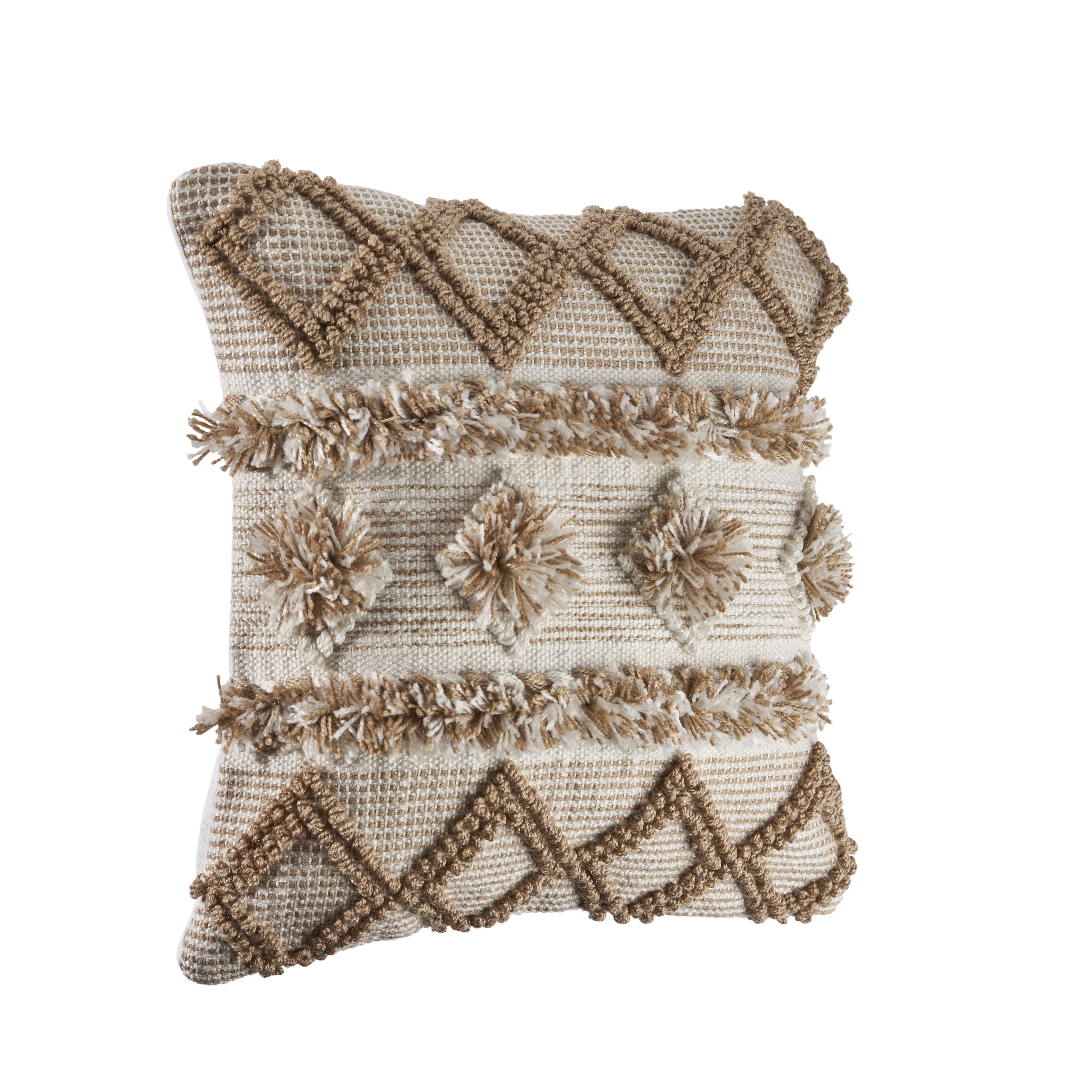 Ox Bay Ila 20" x 20" Neutral Diamond Polyester Indoor/Outdoor Adult Decorative Throw Pillow Cover