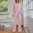 thumbnail image 6 of SUNBS Lounge Sets for Women 2 Piece Casual Outfits Long Sleeve Henley Top Wide Leg Pants Tracksuit with Pockets, 6 of 9