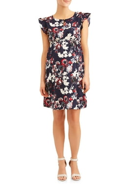 Maternity Floral Ruffle Sleeve Dress - Available in Plus Sizes