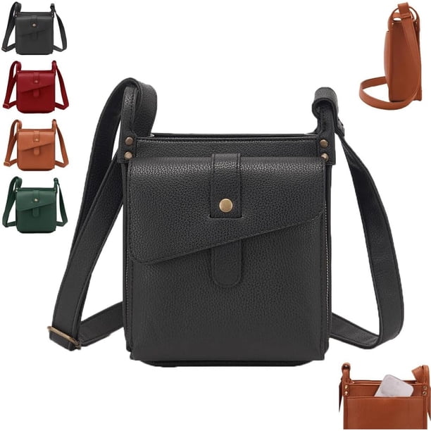 Dollver Bolso Bandolera,Dollver Diseño Único Bolso Bandolera De Cuero,Dollver Bolso Cruzado Monederos Para Mujer (Negro)