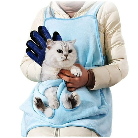 BABSMULY Adjustable Cat Apron Carrier with Holes  Pet Cat and Dog Carrying Sleeping Bag Sling Cat Carrier for Small Animals(Blue)