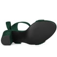 thumbnail image 6 of BLISSFUL STEP Women's Sandals Ankle Tie Back Open Toe Block Heels Dark Green 7, 6 of 8