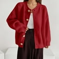 thumbnail image 2 of IWRICH Women's Cardigan Sweaters Casual Lightweight Long Sleeve Button up Coats Crewneck Knit Fall Outwear Red XL, 2 of 4