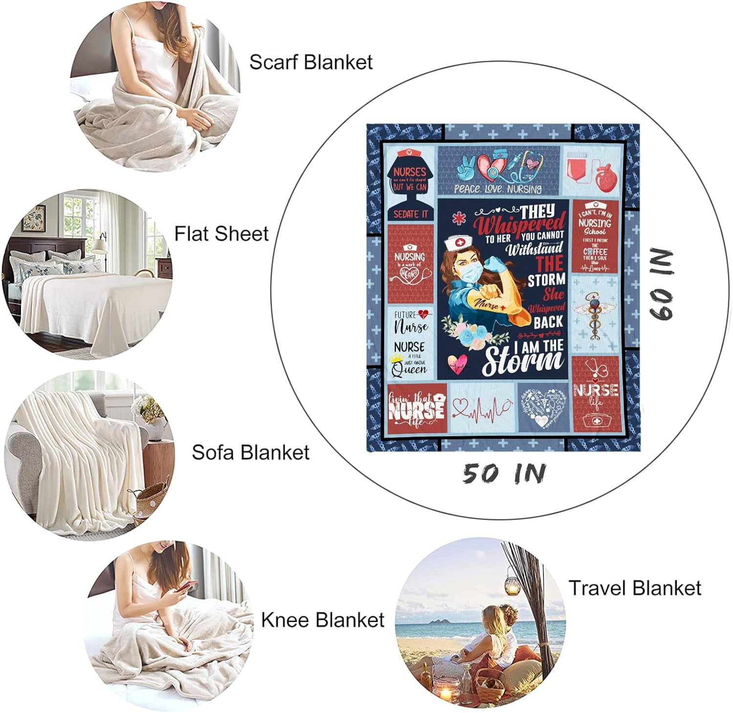 Nurse Gifts for Women - Gifts for Nurses 60"x50" Blanket - Nursing Student Gifts - RN Gifts for Nurses - NICU Nurse Gifts - Nurse Week Birthday Graduation Retirement Gift Ideas