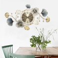 thumbnail image 2 of Relojes colgantes de pared nórdicos, hoja de Ginkgo, arte del hierro, ambiente silencioso, luz de lujo para dormitorio, tienda, Hotel, decoración de pequeñas horizontales Sunnimix Reloj de pared, 2 of 8