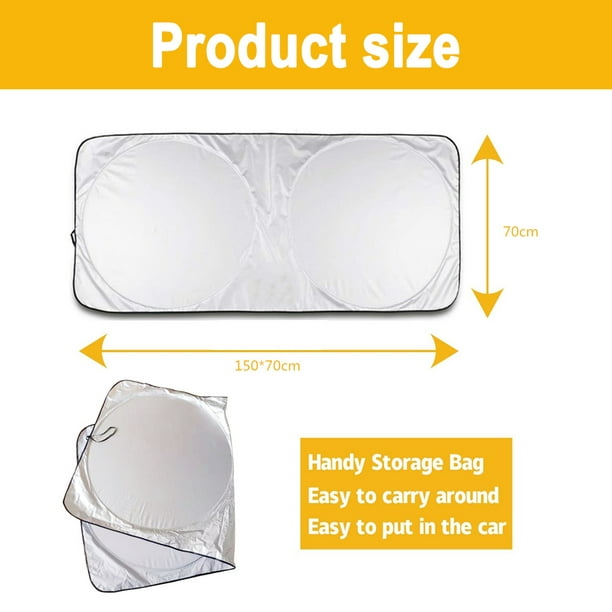 car sunshade with storage bag，Car windshield sunshade, for UV and sun  protection