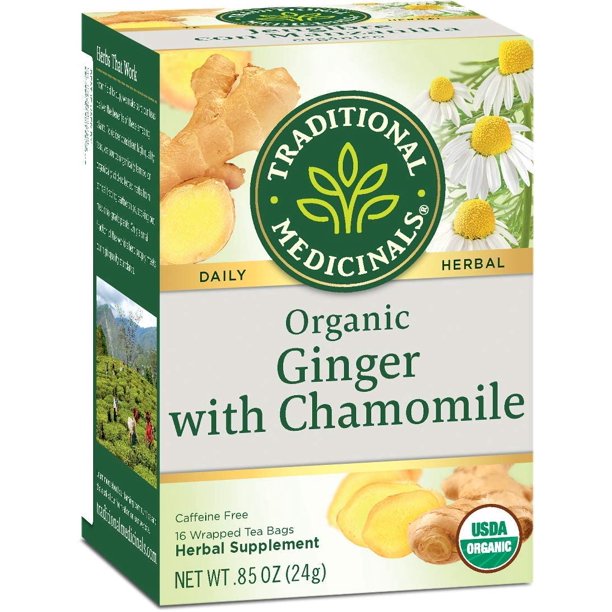 Traditional Medicinals Ginger with Chamomile Herbal Tea Organic, 16 CT