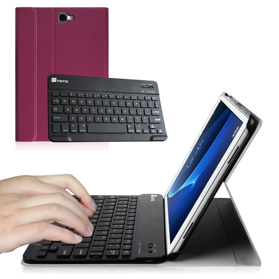 For Samsung Galaxy Tab A 10.1 Tablet Keyboard Case - Smart Slim Stand Cover with Removable Bluetooth Keyboard, Purple