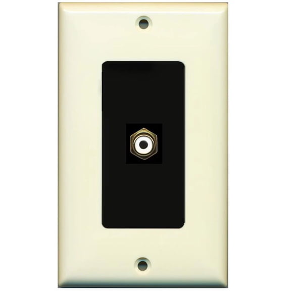 RiteAV - 1 RCA for Subwoofer Audio Port Wall Plate Decorative - Light Almond/Black