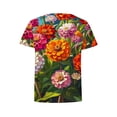 thumbnail image 3 of Youyipin Womens Tops Summer Floral Daisies Flower Print Women's Summer Tops Casual Yet Dressy Short Sleeve Polyester Pullover Shirts Graphic Tees For Women, 3 of 5