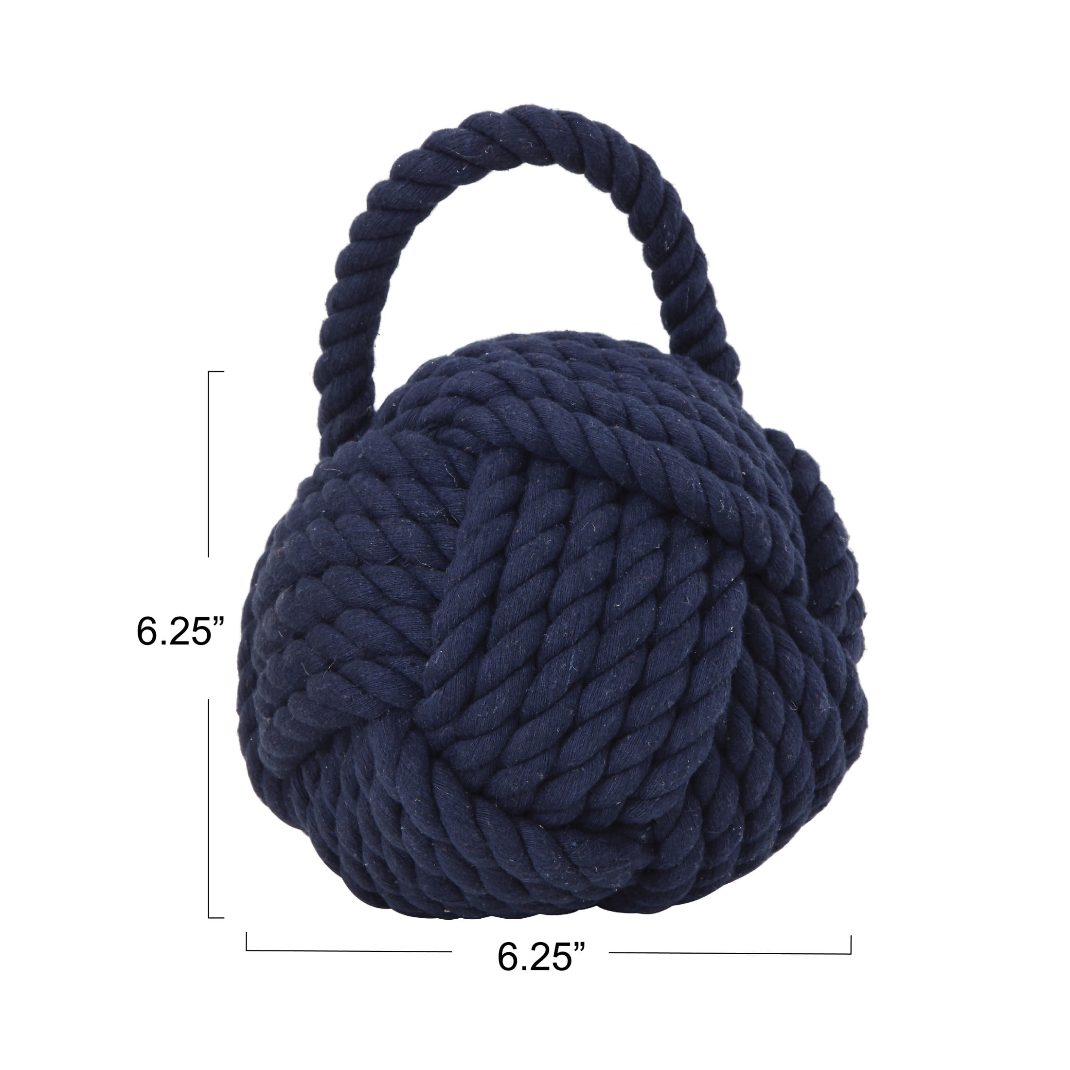 Creative Co-Op Nautical Rope Knot Decorative Cotton Door Stop, Navy Blue