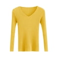 thumbnail image 5 of HAPIMO Women's Stretch Knit Tops Slim Fit Cropped Shirts Lightweight Casual Workout Blouses Long Sleeve V Neck Pullover Tops Yellow Free Size, 5 of 7