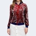 thumbnail image 2 of Women Jackets Fall Sequin Baseball Jacket Long Sleeve Front Zip Bomber Blazer Glitter 2025 Trendy Outfits, 2 of 4