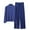 Blue, variant on Two Piece Pajama Sets for Women High Neck Long Sleeve Top with Lace Up Wide Leg Pants Outfits Set