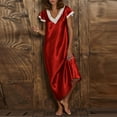 thumbnail image 3 of Aofany Womens Satin Nightgowns Short Sleeve Lace V Neck Homewear Plus Size Pajamas Long Dress Loungewear Sleepwear, 3 of 5