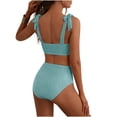 thumbnail image 4 of Maqroz Modest Swimwear for Women 2 Piece Striped Swimsuits High Waisted Square Neck Bathing Suits Cute 2026 Trendy Knot-Front Bikini Set, 4 of 6