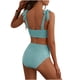 thumbnail image 4 of Trajes de baño para mujer, traje de baño de bikini de tirantes sin espalda de color liso para mujer, conjunto de bikini con bloques de color y hombros descubiertos, trajes de baño para mujer, trajes d, 4 of 6