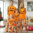 thumbnail image 1 of TIMIFIS Pyjamas d'Halloween pour la Famille pour Femmes/hommes Pyjamas de Vacances d'Halloween Ensembles Assortis 2 Pcs Vêtements de Nuit Combinaison Toile d'Araignée Fantômes Citrouille Squelette Haut et Pantalon Tenue d'Intérieur Hiver, 1 of 4