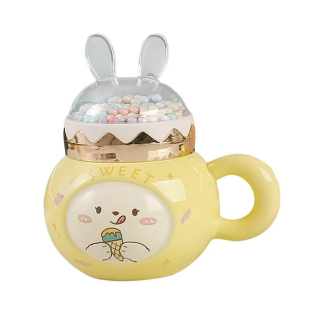 Patrón de Tazas de café Espresso Latte Taza Taza de té con tapa y asa Taza de la Taza de cerámica para el hogar Acción de gracias Amarillo claro perfecl Taza de café