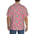 thumbnail image 5 of Cauagu Pastel Christmas Trees on Pink Men's Short Sleeve Button Down Hawaiian Shirt for Men Bowling Shirts Casual Summer Beach Shirt,4X-Large, 5 of 6