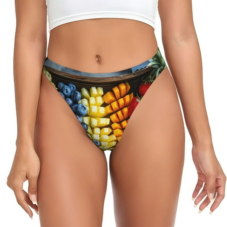 Qokaie Halloween Fruit Platter Printed Women s Cotton Thong Underwear  Sexy Breathable Panties G-string-Small